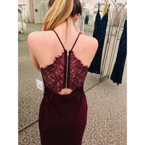 lace racerback scuba crepe mermaid gown